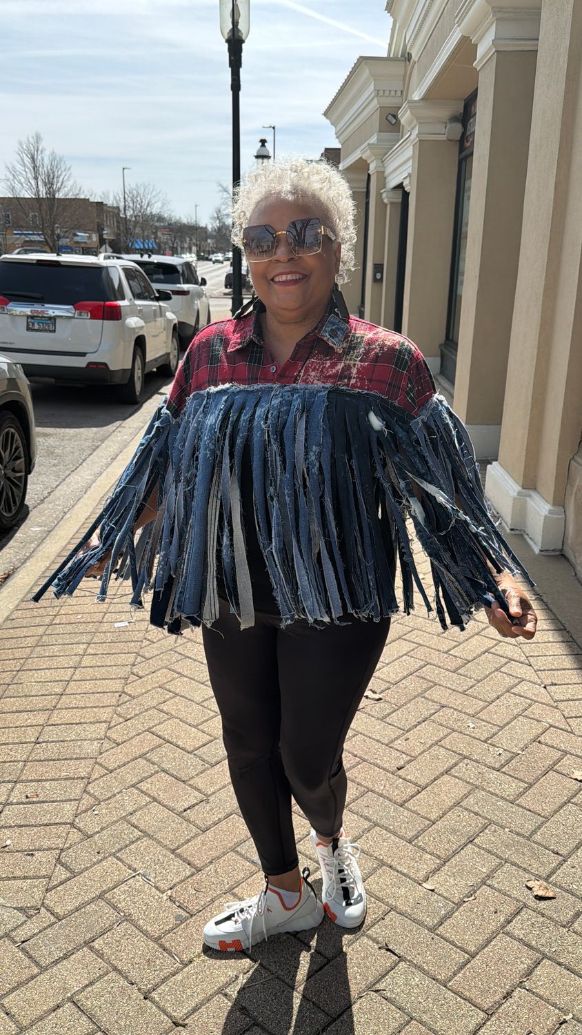 Fringe Plaid Top