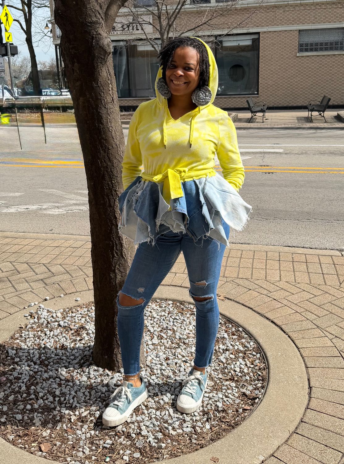 Sunshine Denim Sweatshirt Peplum