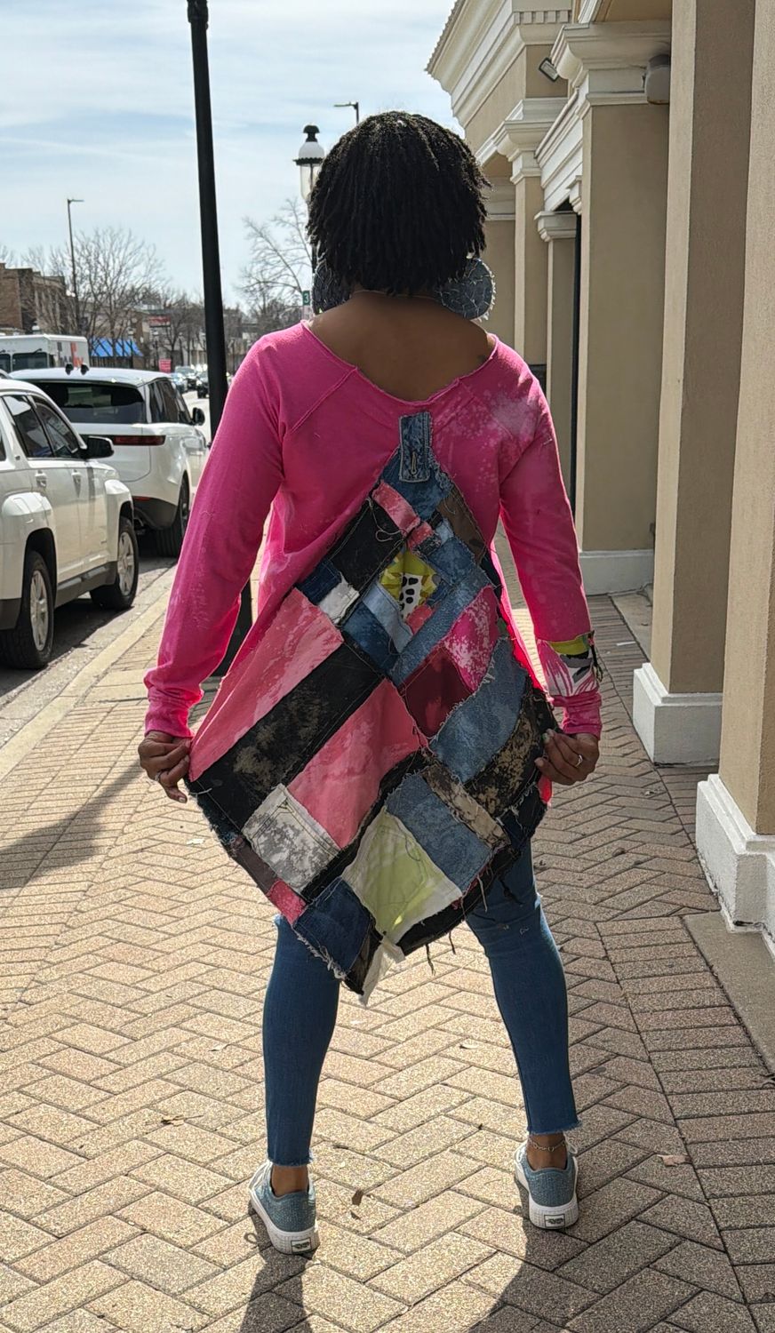 Fuchsia Draped Tie Dye Sweatshirt