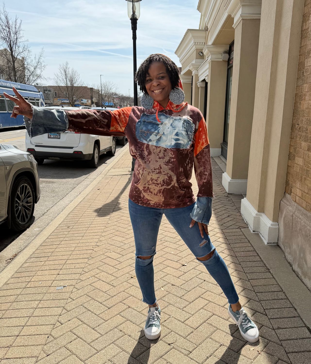 Orange Hood Tie Dye Sweatshirt