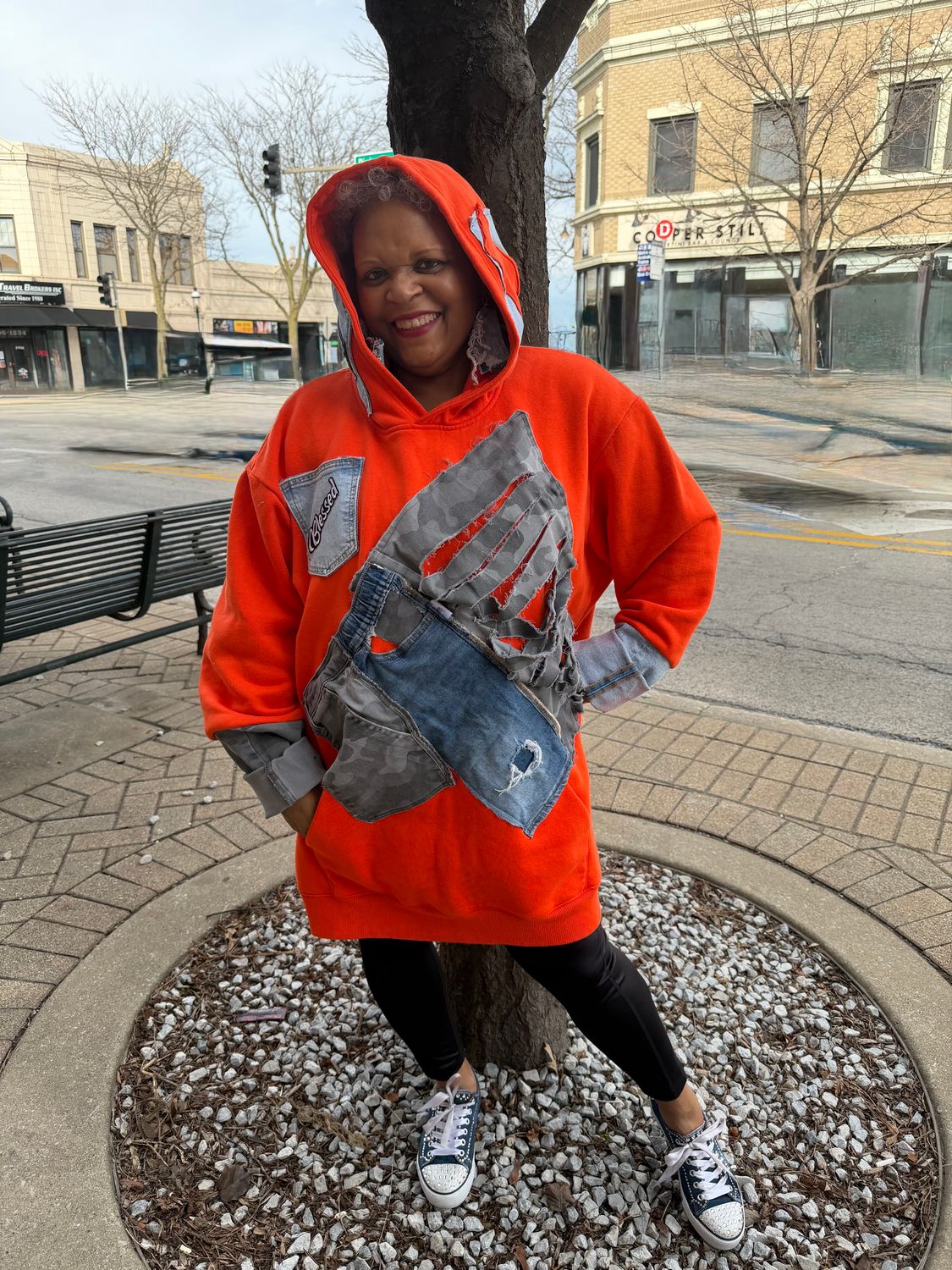 Orange Distressed Hoodie