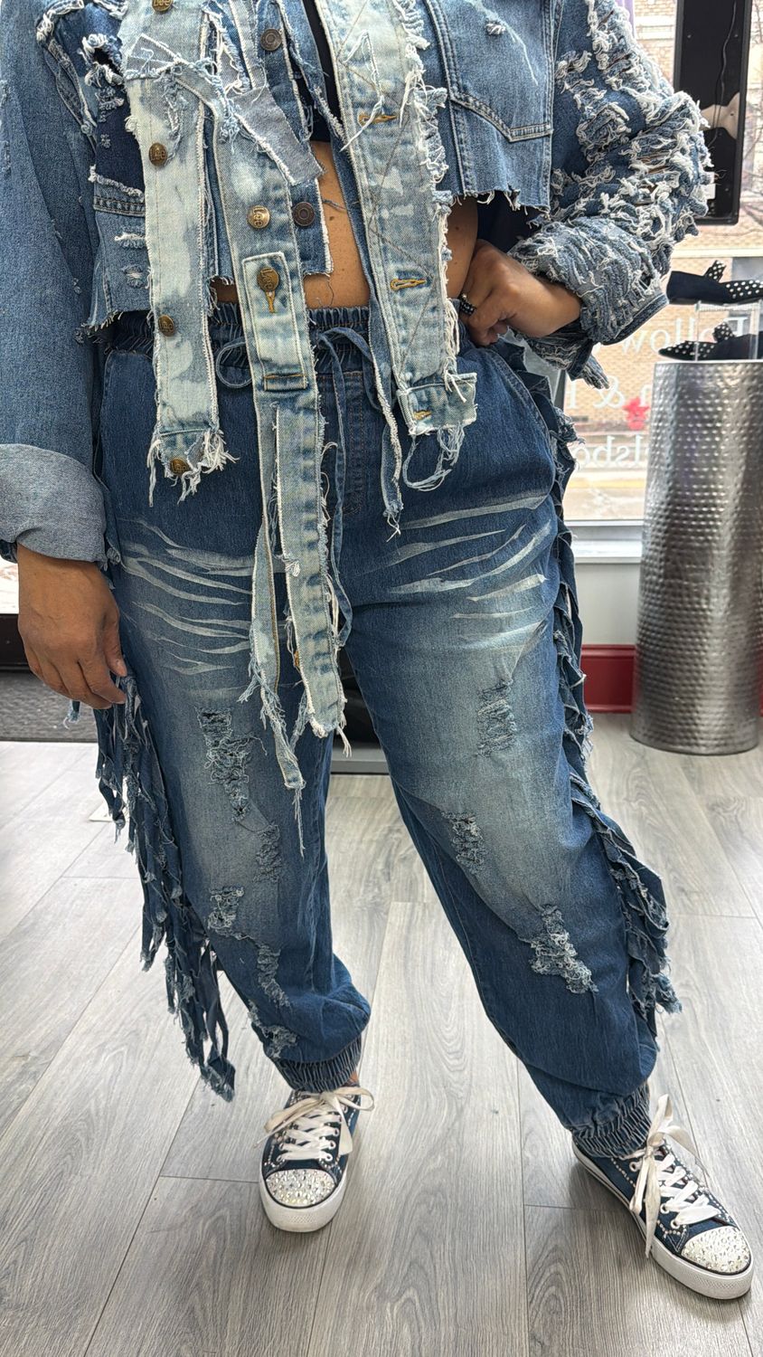 Fringe Jogger Jeans