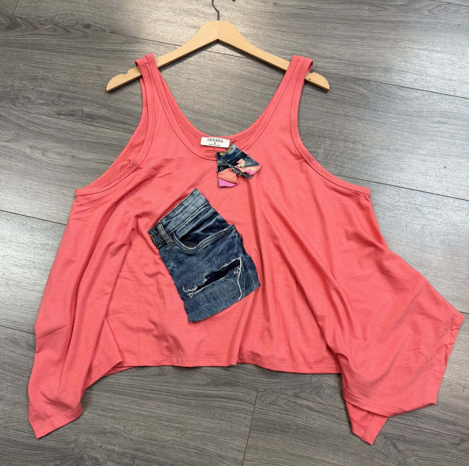 Coral Shark Bite Denim Accent Top