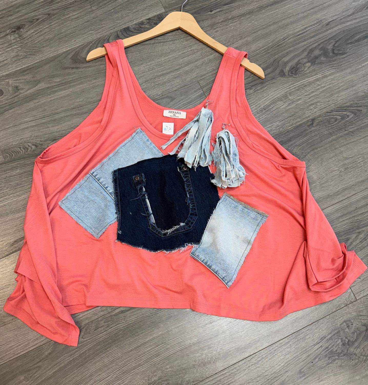 Coral Shark Bite Denim Accent Top