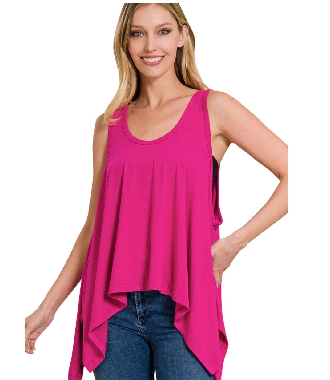 Fuchsia Shark Bite Top