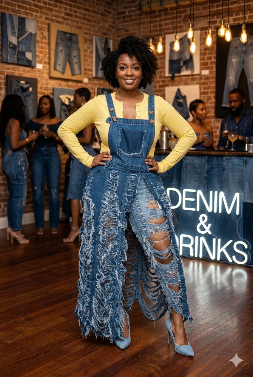 Denim Distress Jumper Dress