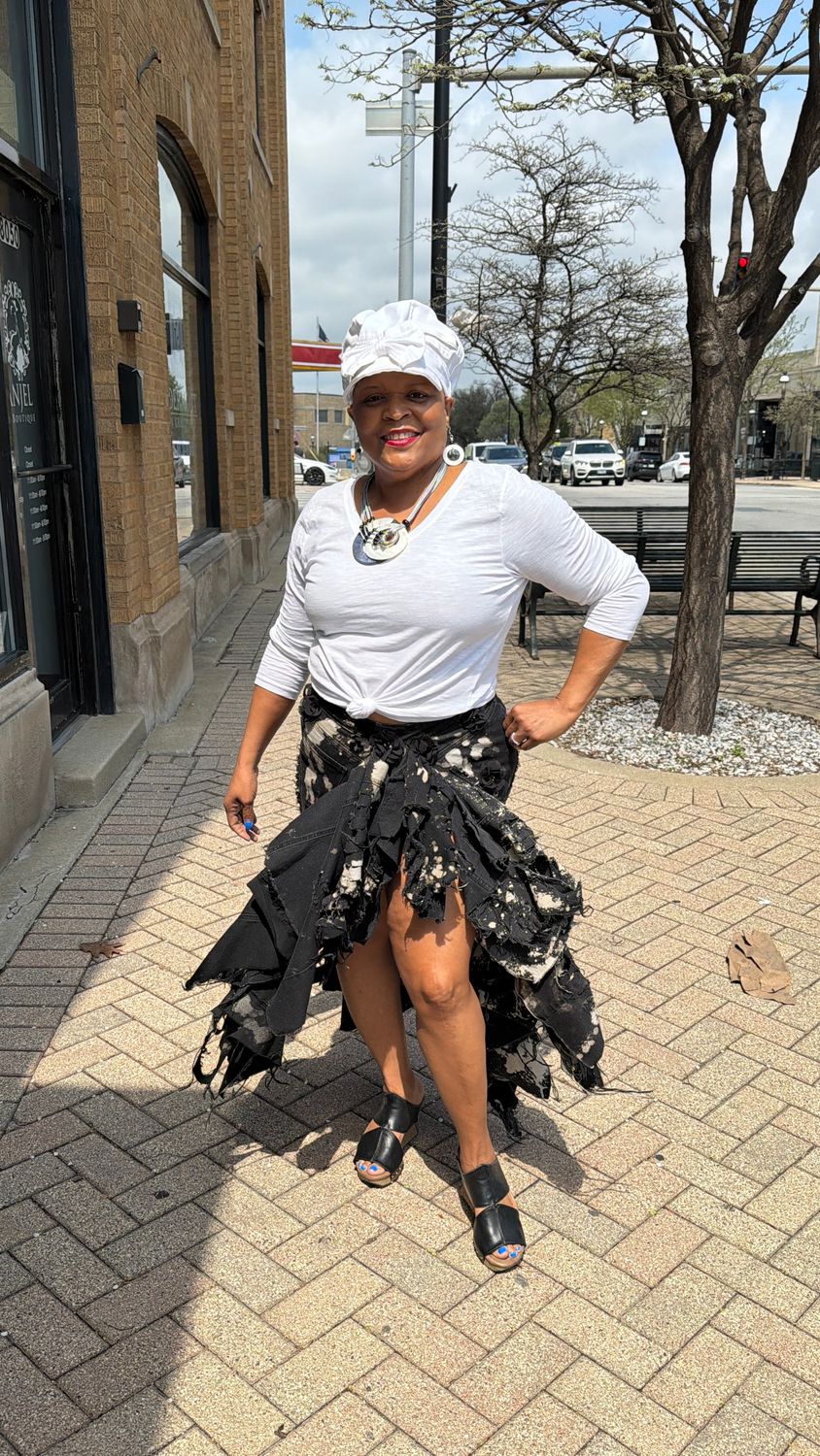 Rose Petal Denim Skirt