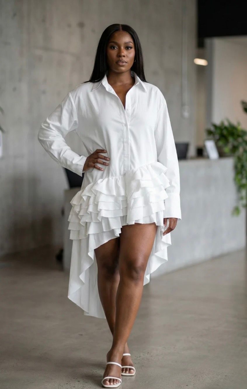 Ruffled Shirt Dress