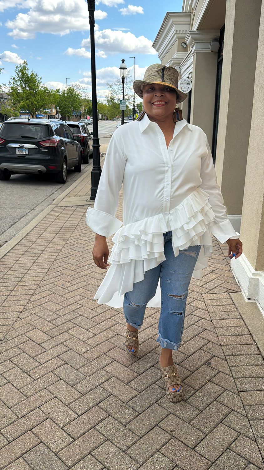 Ruffled Shirt Top