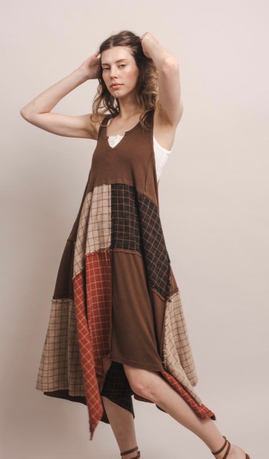 Patchwork Racer Back Tank Dress