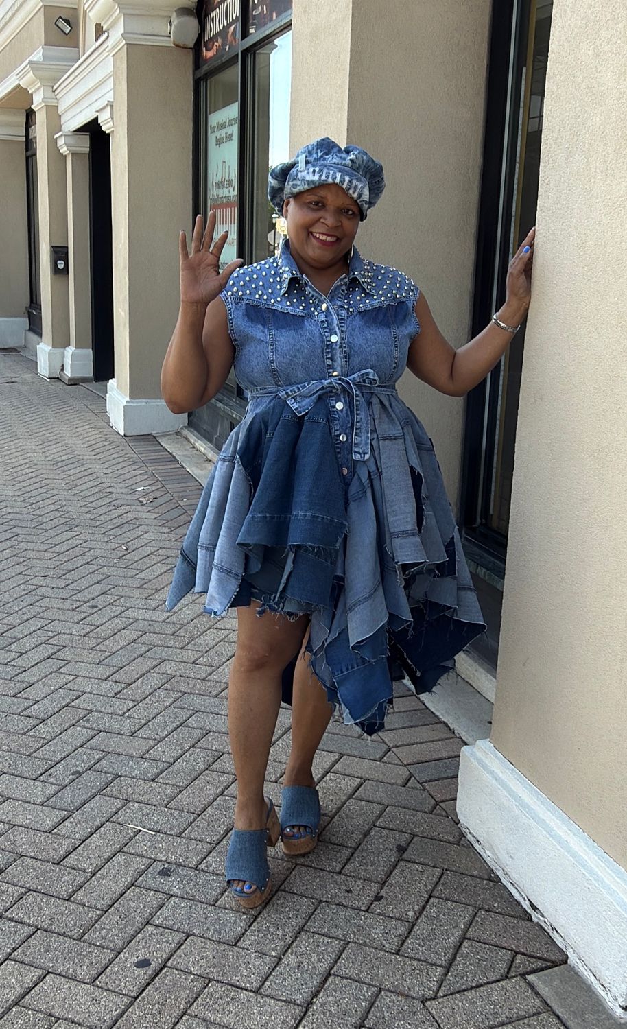 Studded Denim Peplum