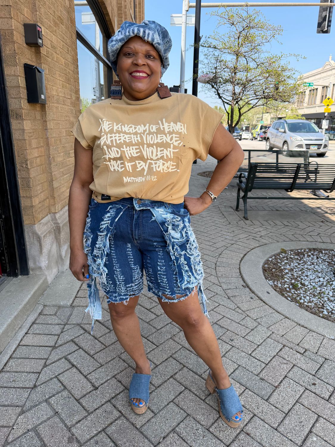 2-Piece Denim Short/Belt Set