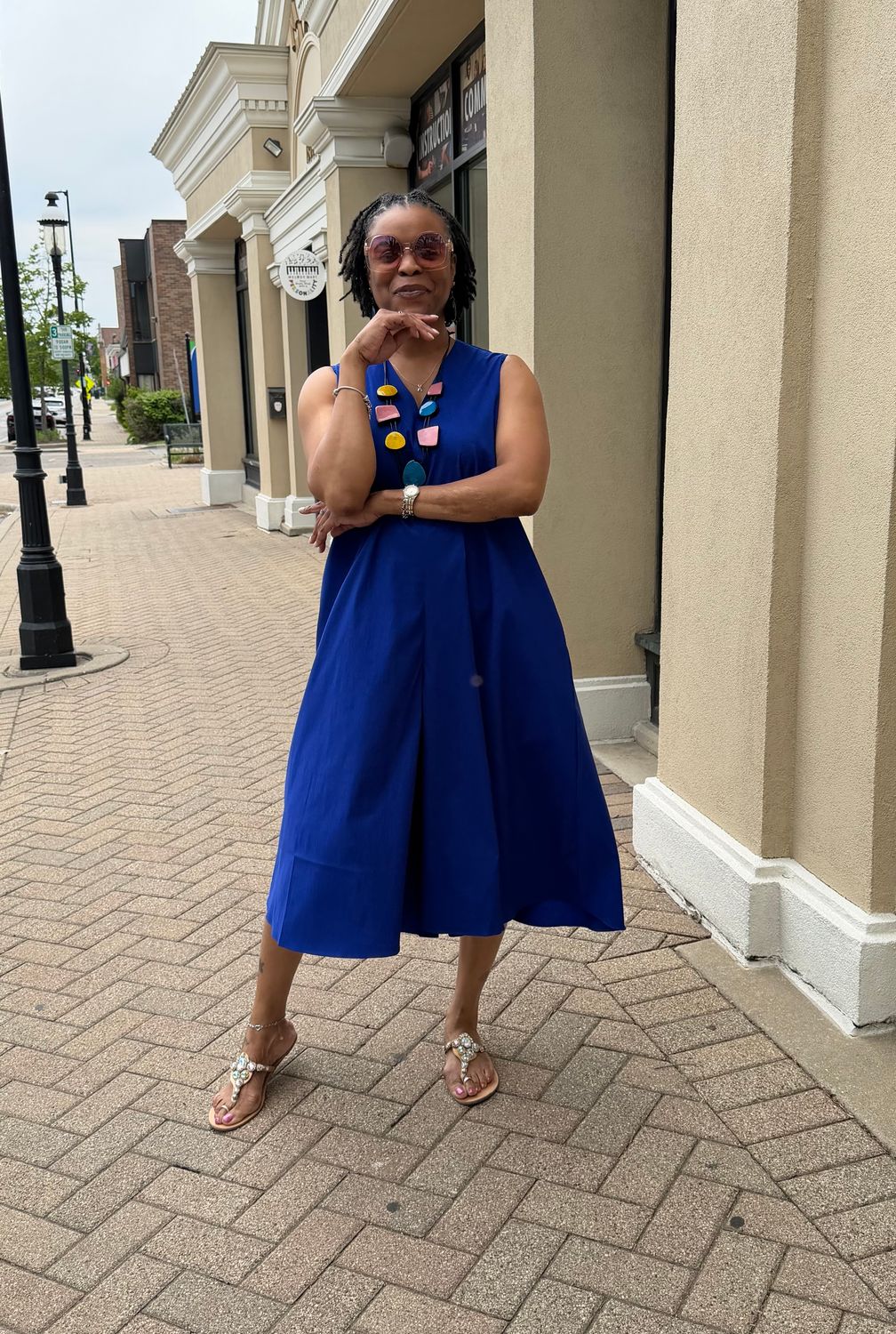 Trapeze Cut Cobalt Jumpsuit