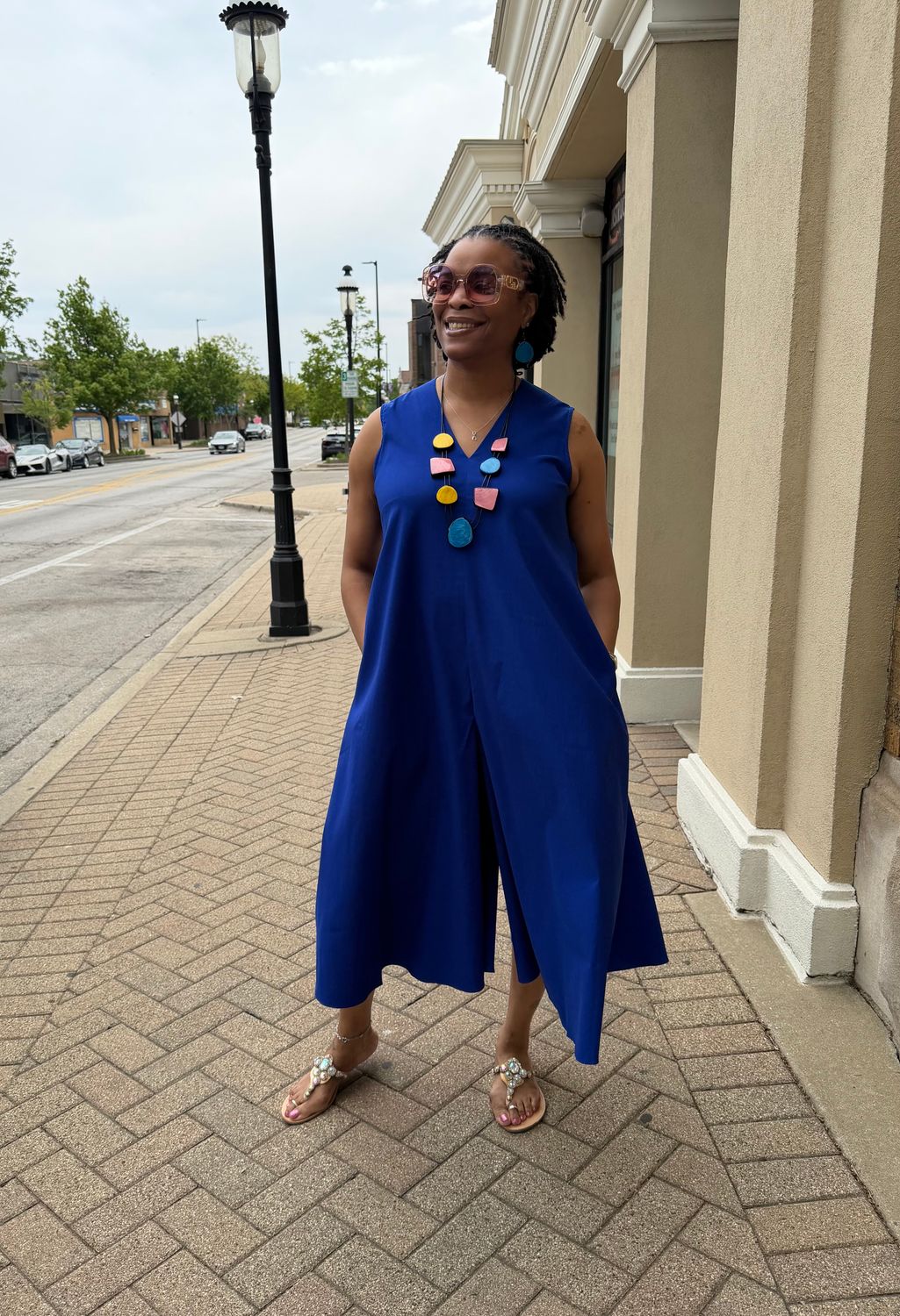 Trapeze Cut Cobalt Jumpsuit