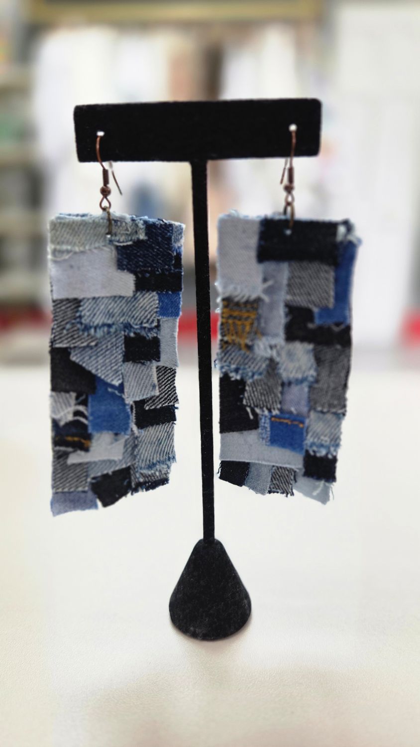 Denim Patchwork Earrings