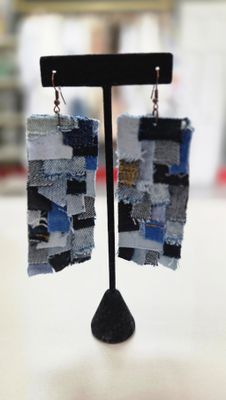 Denim Patchwork Earrings