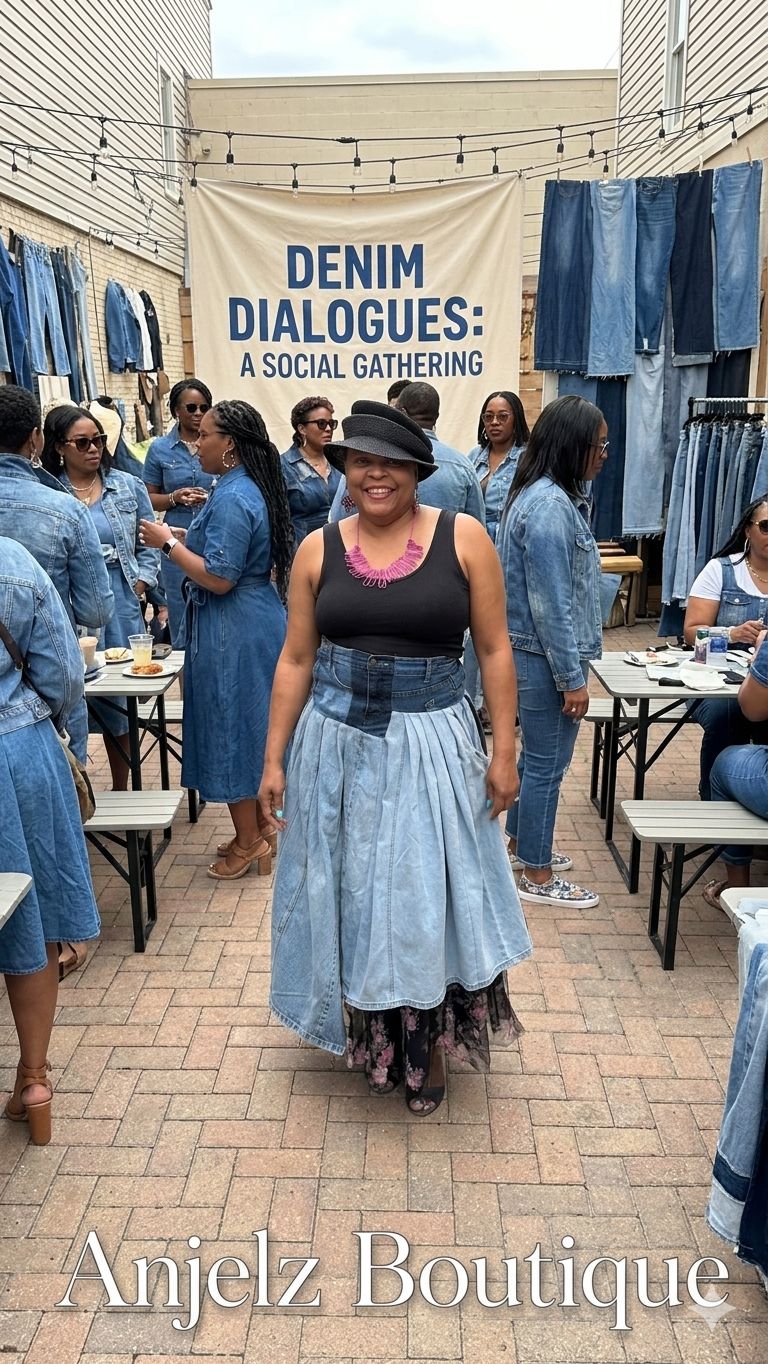 Denim Mesh Maxi Skirt