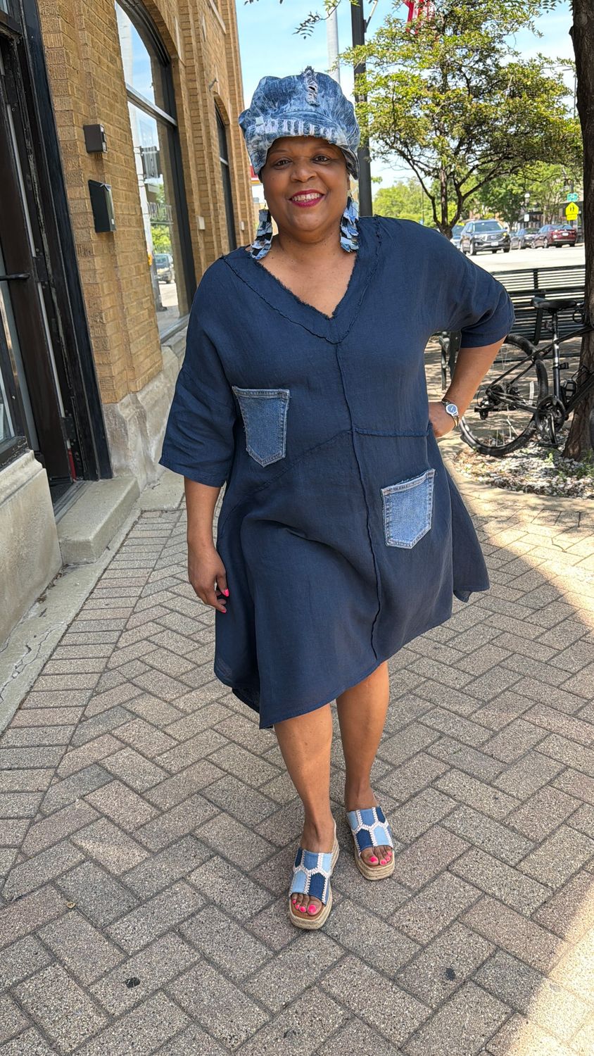 Mini Flare Linen w/Denim