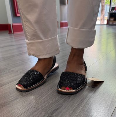 Pons Black Glitter Sandal