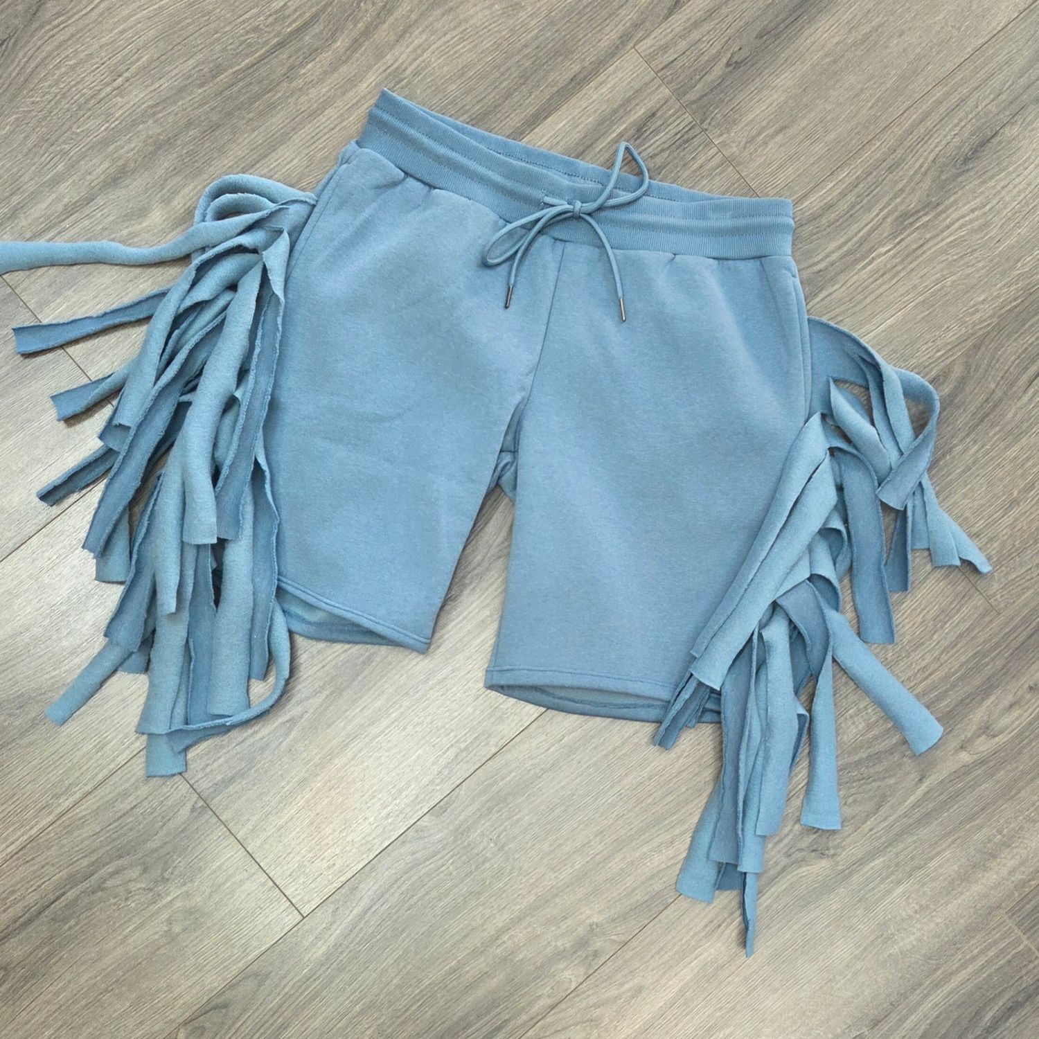 Fringe Sweat Shorts Blue