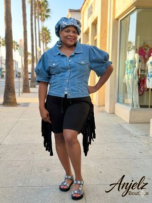 Fringe Sweat Shorts Black