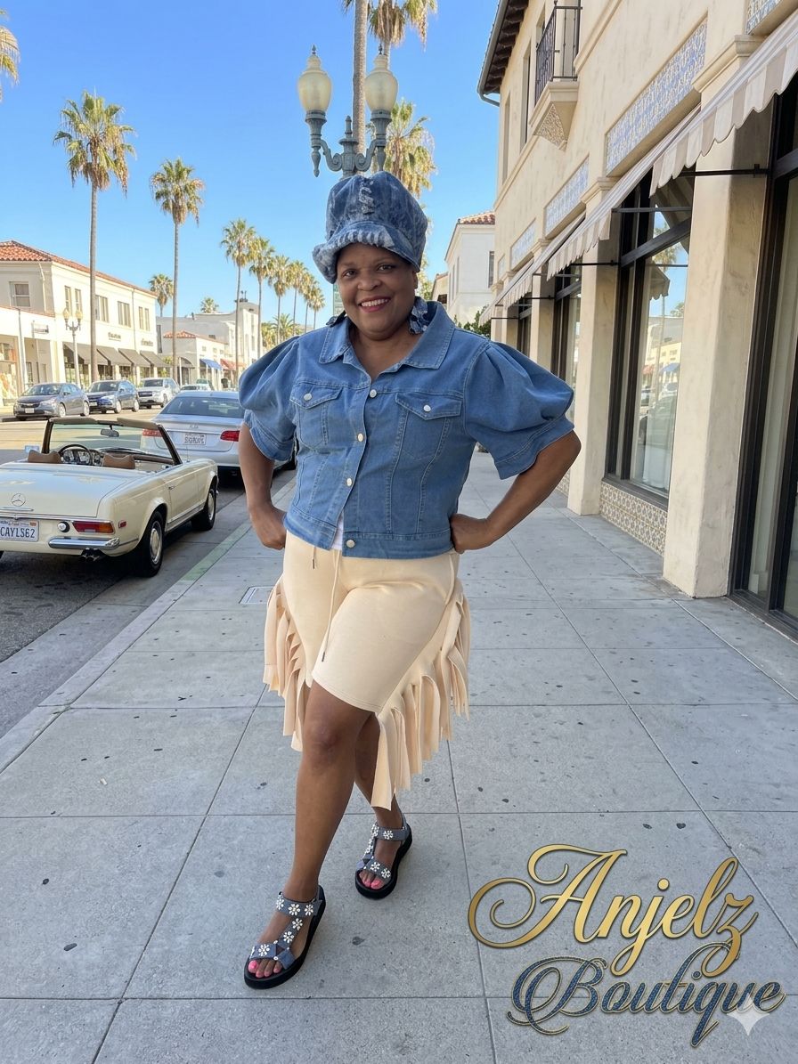 Fringe Sweat Shorts Beige