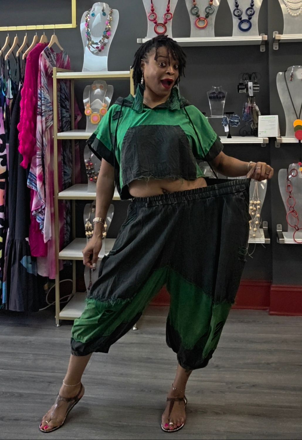 Denim Baggy Set - Green