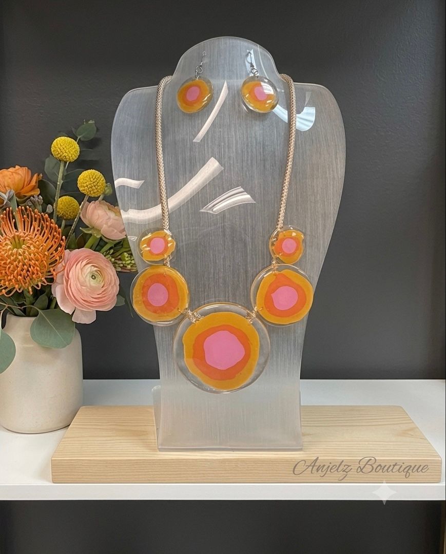 Resin Yellow/Orange Necklace Set