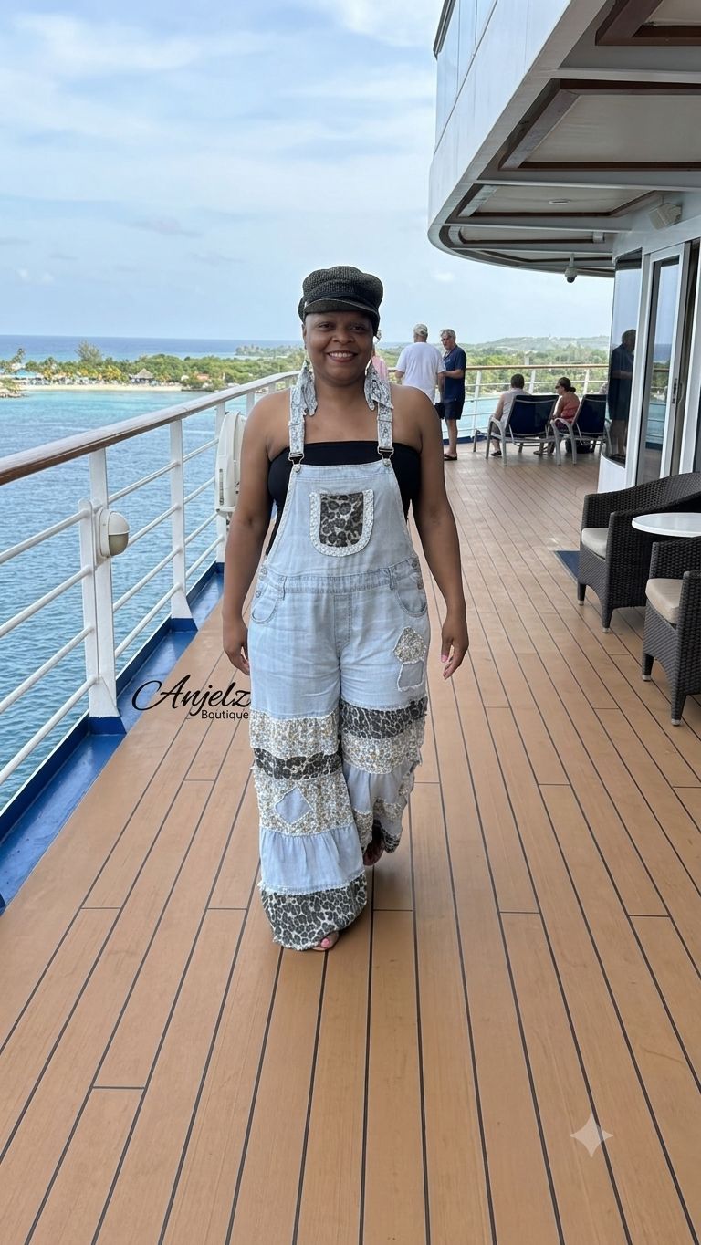 Mixed Fabric Wide Leg Jumpsuit