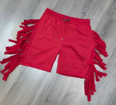 Fringe Sweat Shorts Red