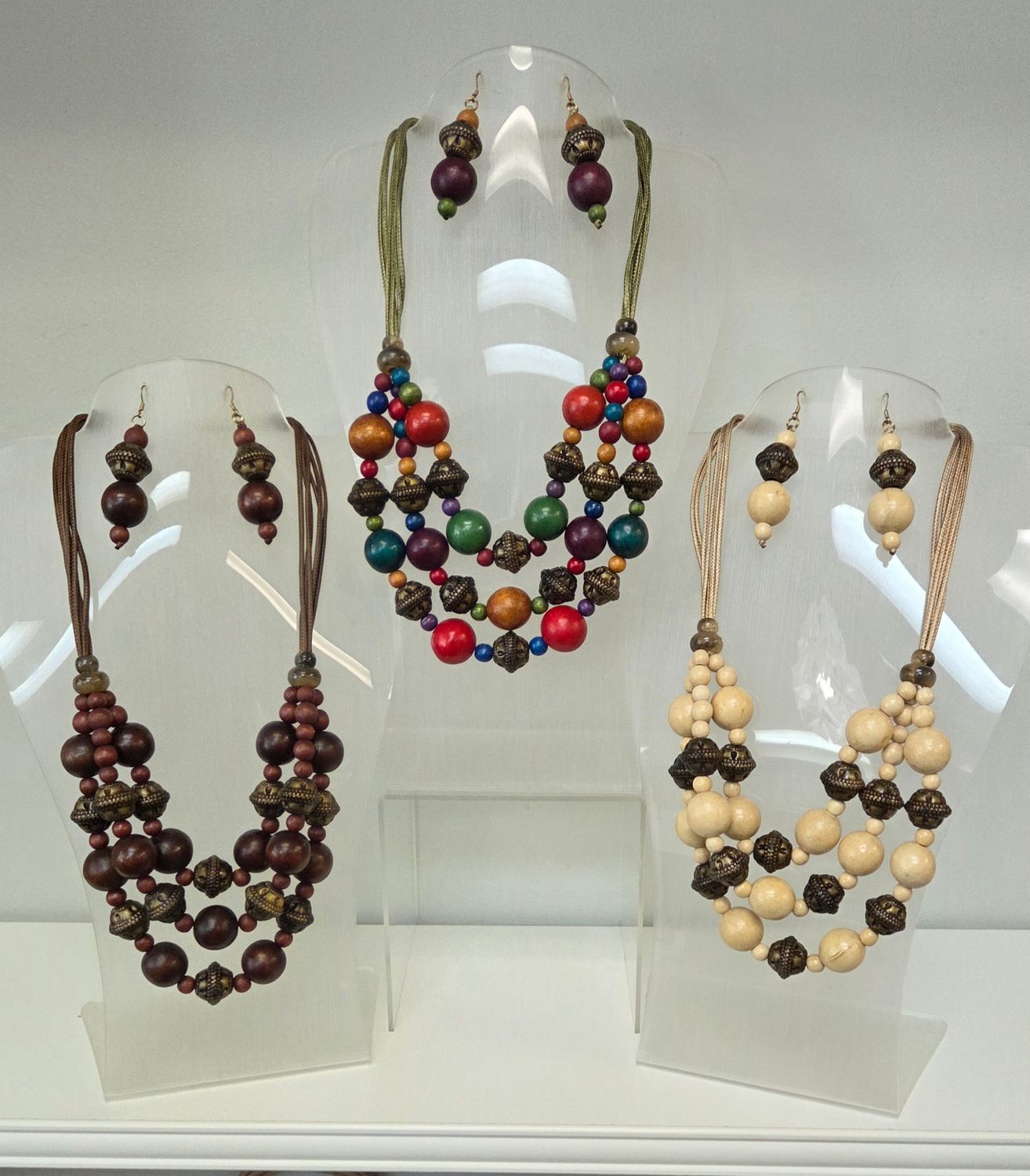Bohemian Wooden Necklace Set