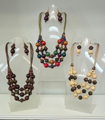 Bohemian Wooden Necklace Set