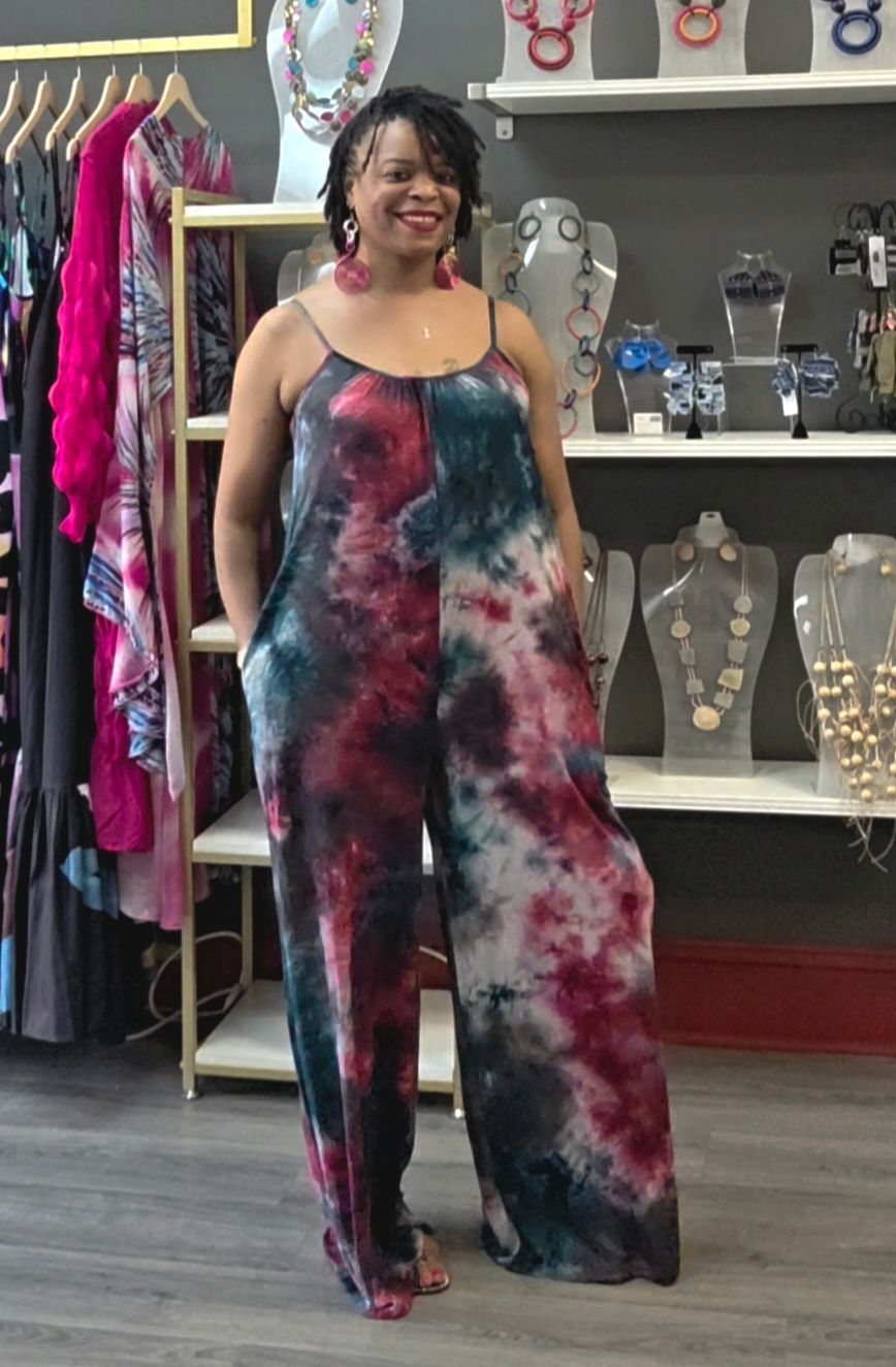 Wine Tie Dye Jumpsuit