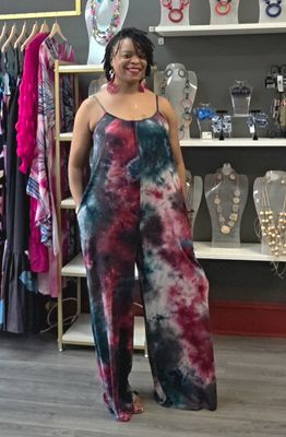 Wine Tie Dye Jumpsuit
