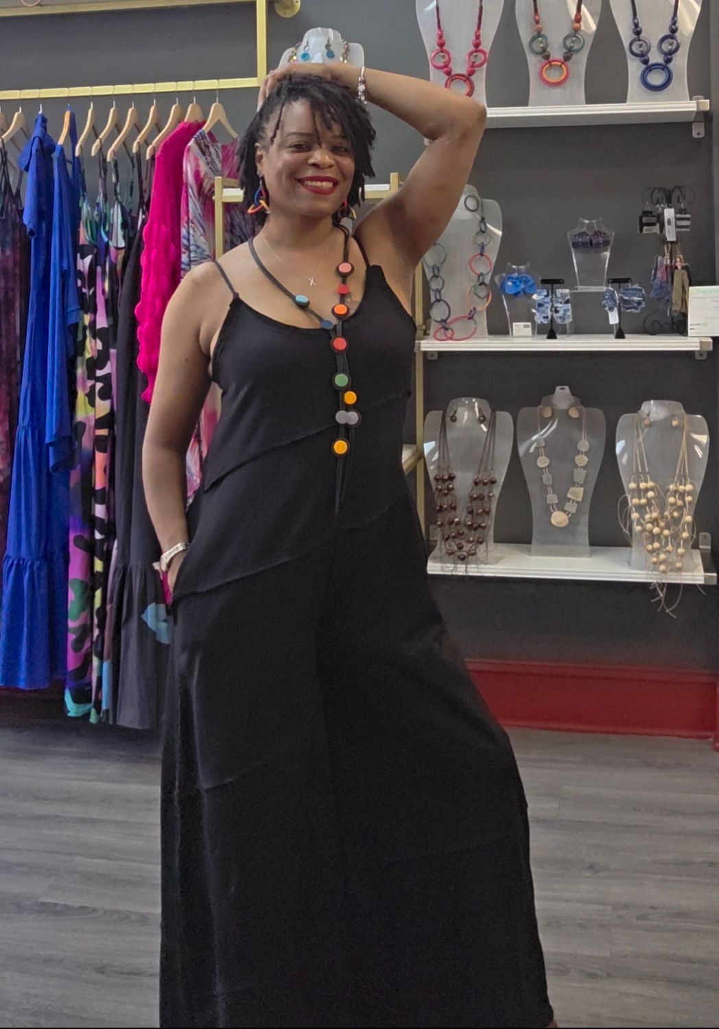 Stitched Wide Leg Jumpsuit - Black