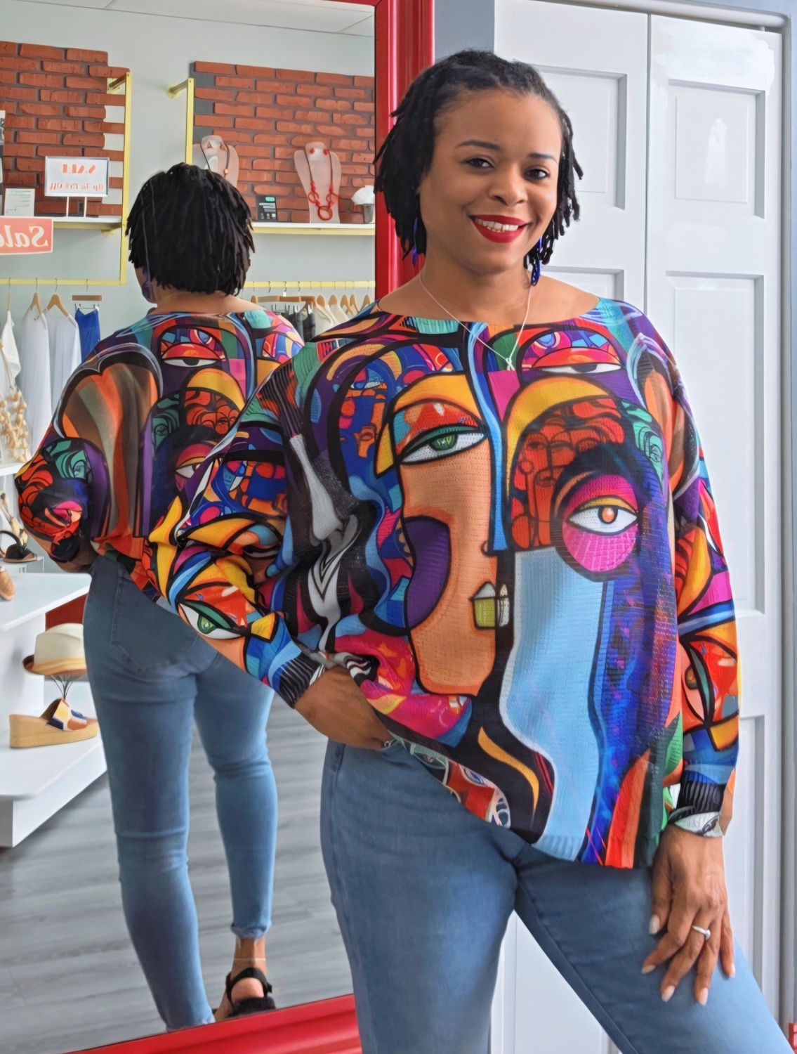 Blue Picasso Knit Sweater
