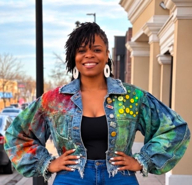 Painted Puff Sleeve Jacket