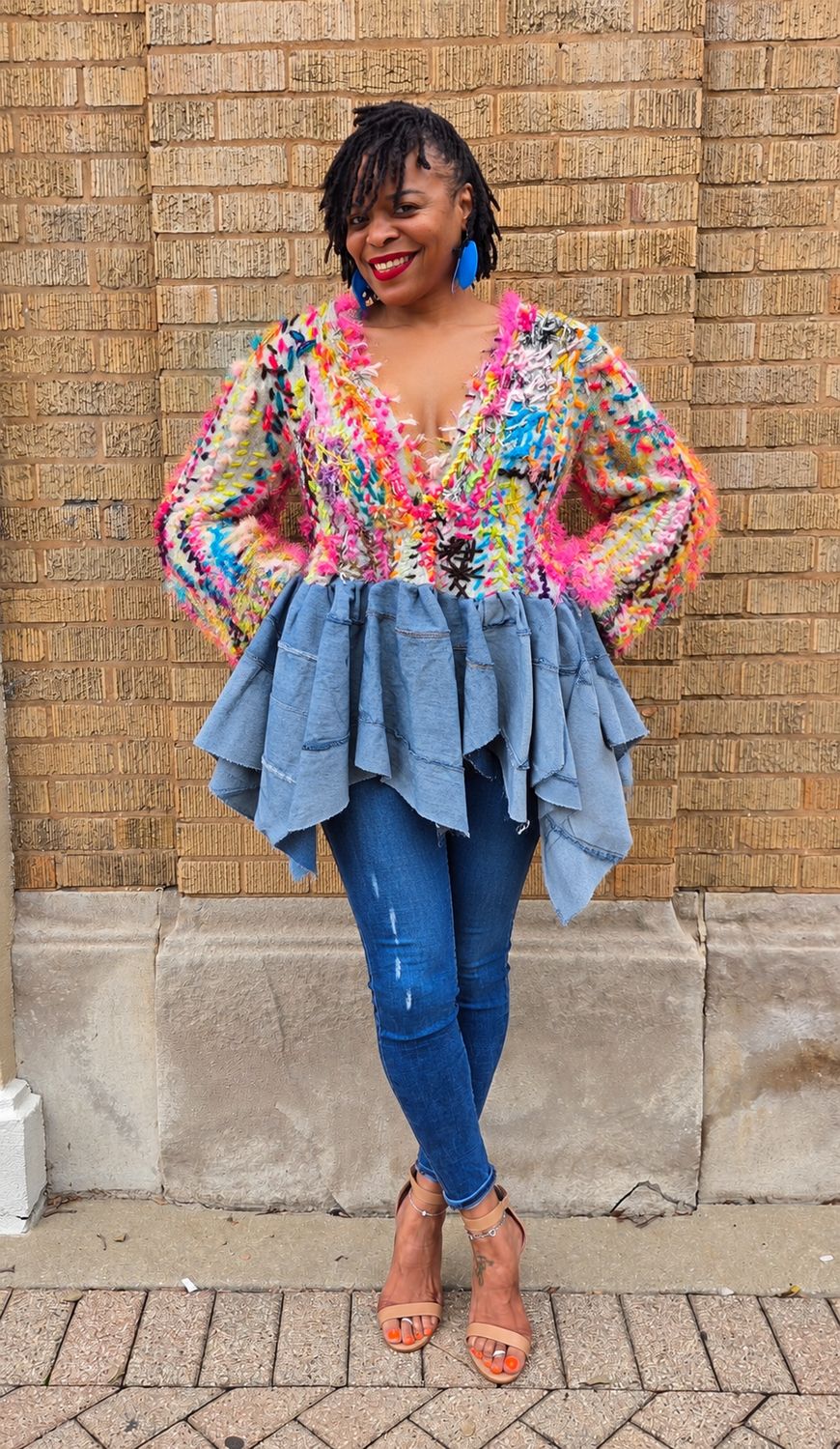 Crochet &amp; Denim Peplum