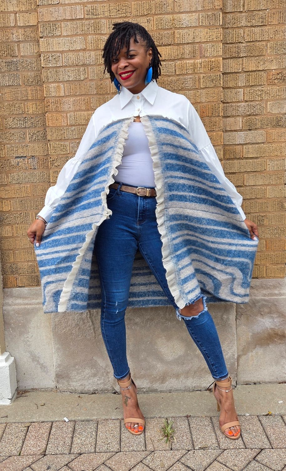 Collared Open Sweater Cape