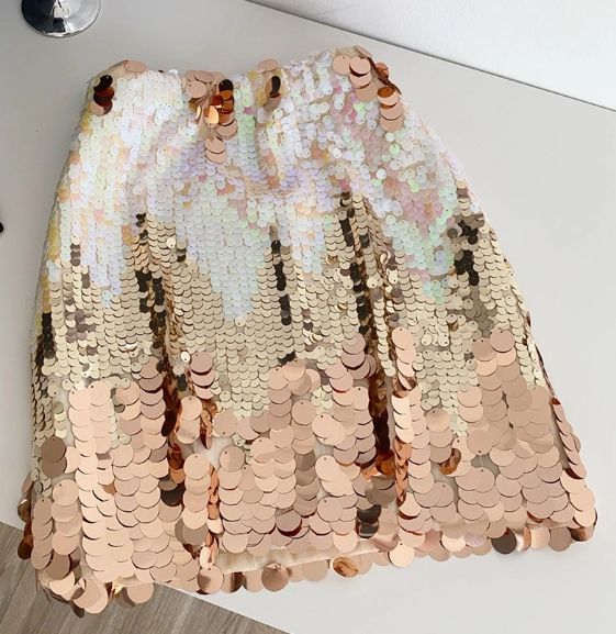 Sequin Night Out Mini Skirt - Gold