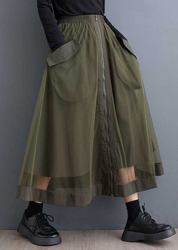 Layered Mesh Utility Skirt - Olive
