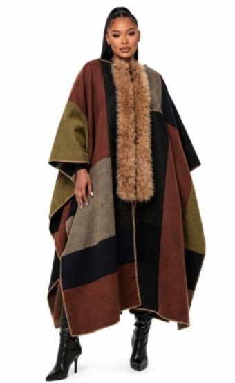 Dramatic Faux Fur Poncho