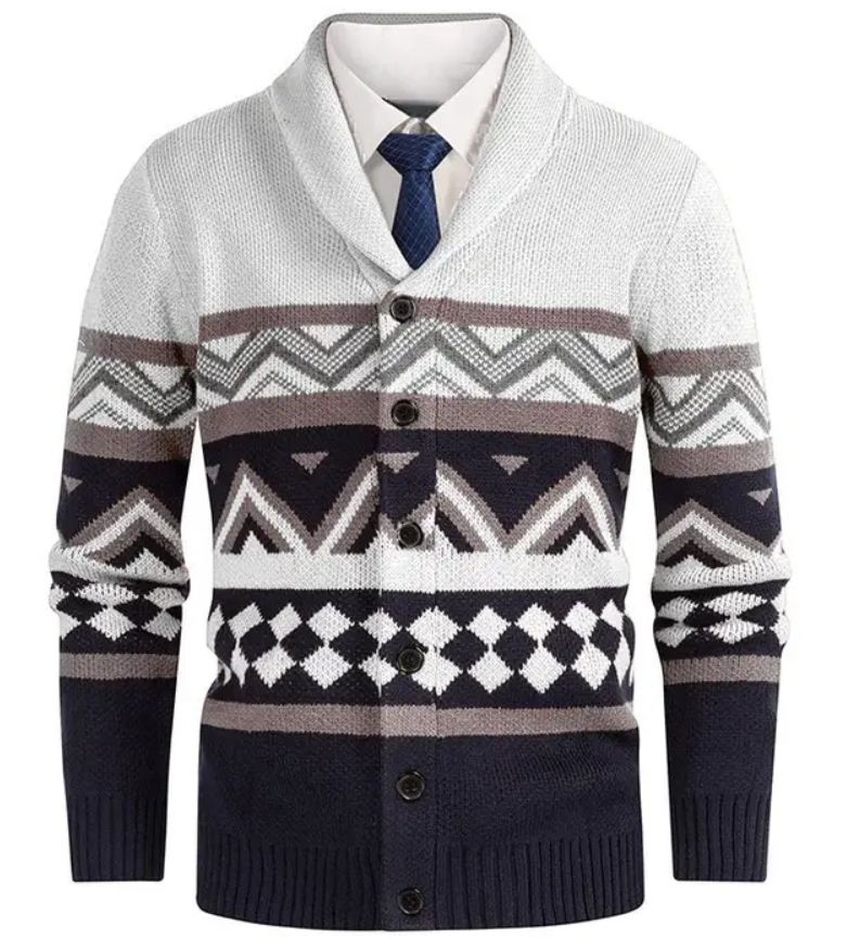 Colorblock Knit Cardigan - White