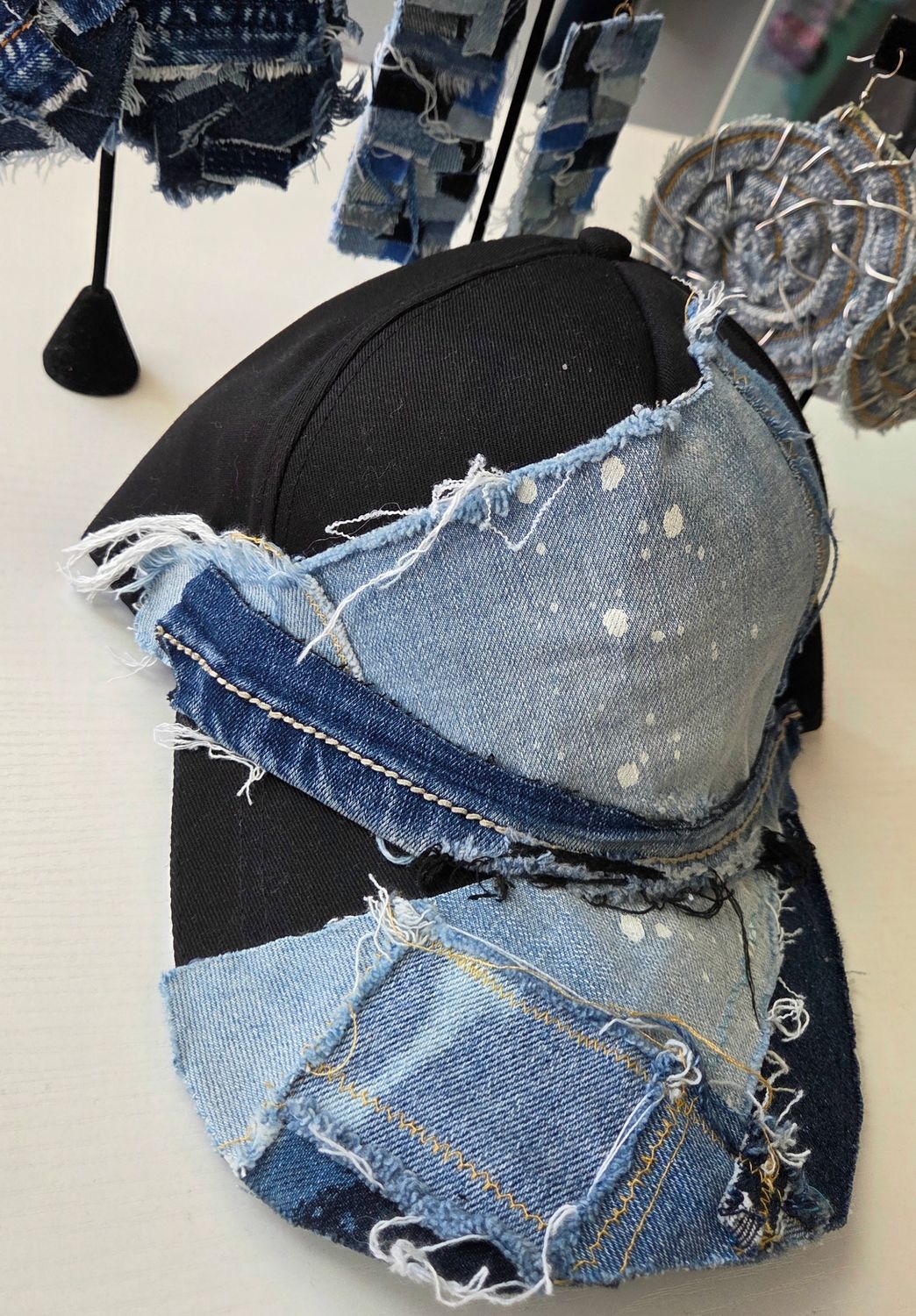 Denim Patched Caps