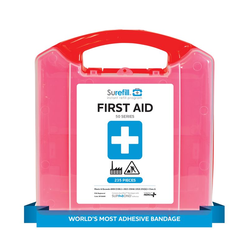 SUREFILL™ 50 ANSI 2021 A+ First Aid Kit - Retail Plastic Case