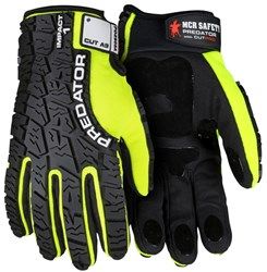 Predator® Synthetic Leather Mechanics Gloves, AlycoreTM Cut A9, Polymer Grip on the Fingertips