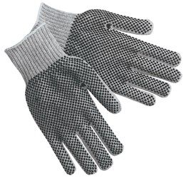 Regular Weight, GRAY Cotton/Polyester String Knit, PVC Dots on Both Sides, 20 DOZ/CS