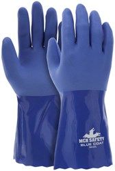MCR Blue Coat Tripled Dipped Textured Blue PVC, Seamless Knit Lining, 12 Inch