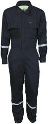 Summit Breeze FR Coverall, Navy 7 oz, 1 inch Silver Reflective Stripes, CAT 2