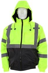 Luminator® Series Two Tone Bomber Jacket, Lime/Black, Class 3, Quilted Liner
